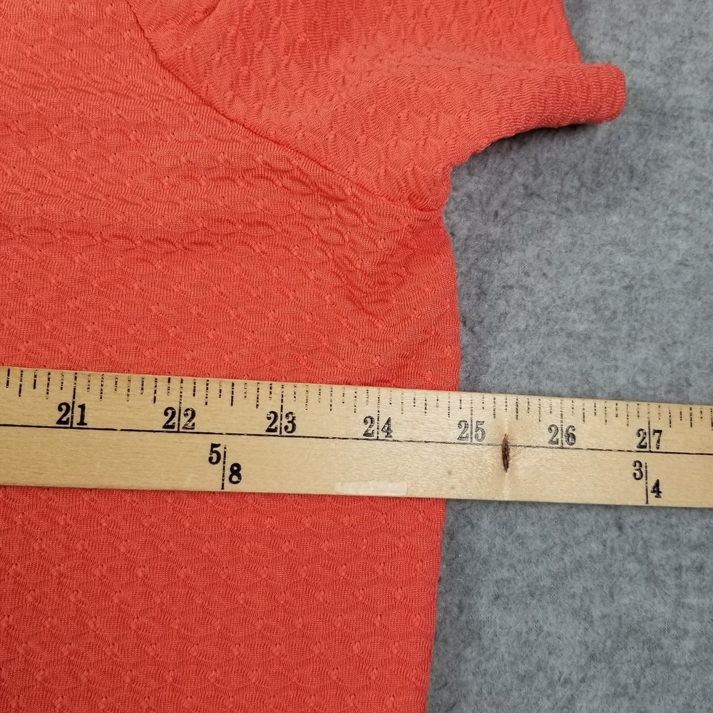 BonWorth Top Womens XL Extra Large Orange See Through Short Sleeve Stretch Knit - Picture 11 of 12